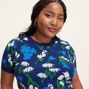 Kate Spade Blue Graphic Fitted T-Shirt Sweater